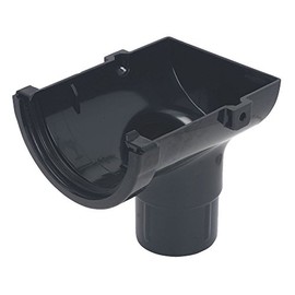 Floplast Black (76mm Stopend Outlet for 50mm downpipes) Miniflo Guttering for shed, Porch, Conservatory, Out Building, etc NOT for Standard House guttering - Smaller