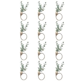 Nvanvmm Napkin Rings Set Of 12 Rustic Eucalyptus Wooden Napkin Rings Boho Leaf Wood Bead Farmhouse Napkin Ring Holder