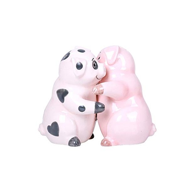 Pacific Giftware Hugging Pigs Magnetic Ceramic Salt and Pepper Shakers Set