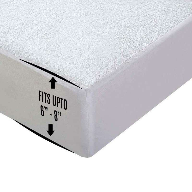 Vozbi Double Terry Towel Mattress Protector, Polycotton Mattress Protector, Waterproof
