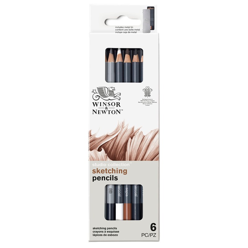 Winsor & Newton 490011 Drawing Pencils Set, 6 Pieces, 2