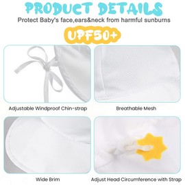 PLABBDPL Unisex Baby Sonnenhut mit Verstellbarer Kinnriemen und Nackenschutz, Baby-Sommermütze Baumwolle Anti-UV UPF 50+, M：48-54cm (2 anni~6 anni)