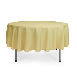 YOUR CHAIR COVERS - 90” Round Polyester Tablecloths for Restaurant, Banquet, Wedding - Linen Table Cloth for Standard Round Tables - Pastel Yellow