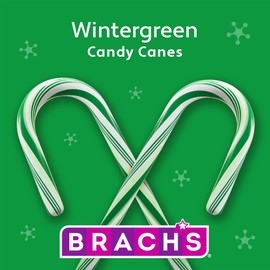 Brach's Wintergreen Christmas Candy Canes, Stocking Stuffers for Kids, Christmas Candy, 5.3 oz Box, 12ct