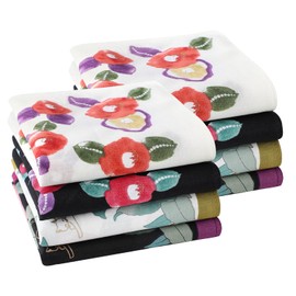 HOULIFE Ladies Floral Handkerchiefs 100% 60S Combed Cotton Women Flower Printing Vintage Hankies for Wedding Party 17.7×17.7", Mixed 2-8pcs, 17.7x17.7"/45x45cm