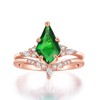 LAZLUVU Emerald Ring Rose Gold Engagement Rings for Women Unique