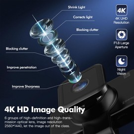 RoadZ RoadZ Dash Cam Front and Rear, 4K/2K Ultra HD Dash Cam Included 64GB SD Card, Built-in G-Sensor, Loop Recording, APP Control, 170° Wide Angle and 24H Parking Mode