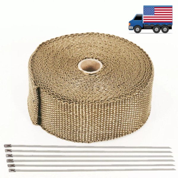BSTFLEX 2" 33Ft Titanium Basalt Manifold Header Exhaust Pipe Heat