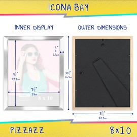 Icona Bay 8x10 Picture Frame, Silver Solid Wood Scandinavian Style Frame for Photo, Pizzazz Collection