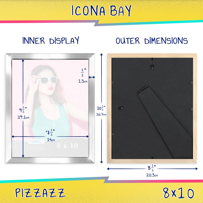 Icona Bay 8x10 Picture Frame, Silver Solid Wood Scandinavian Style