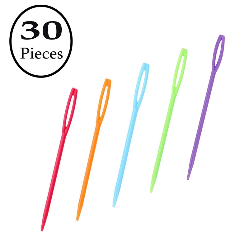 glacely 30 Pcs Plastic Sewing Needles, Large Eye Plastic Needle