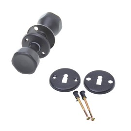 Aqbau® Door Knob, Rotatable with Rosette BB Button Pusher Rotary Knob Room Door Knob Complete Set Door Knobs Including Bolts and Screws Door Handle Knob (Black)