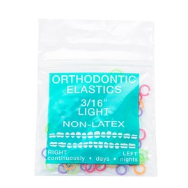 JMU 100 Pack Orthodontic Elastics 3/16 Light, Neon Intraoral Elastic Bands Latex Free Dental Rubber Bands Made in USA