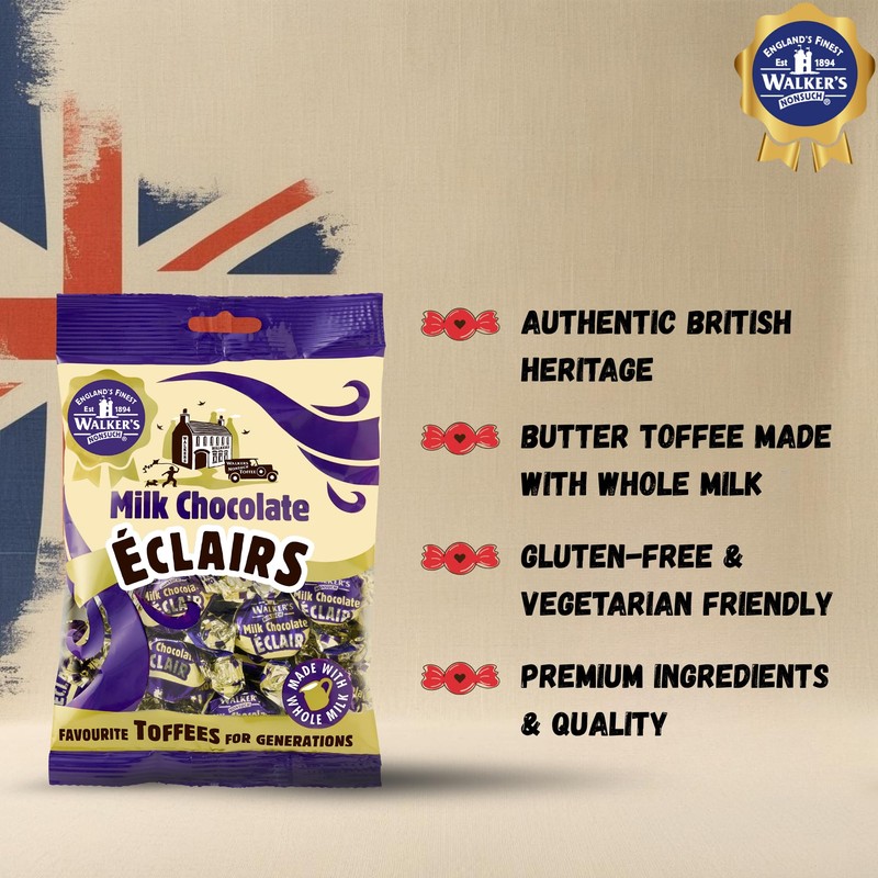 Walkers Nonsuch Milk Chocolate Eclairs 5.29 oz (Pack of 6)