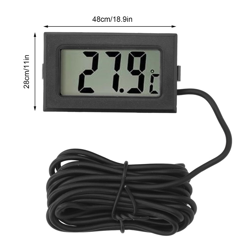 5PCS Electronic Digital Display Thermometer Black Mini Embedded Indoor Digital