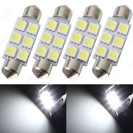 SAWE - 42MM 6-SMD 5050 Festoon Dome Map Interior LED Light Bulbs Lamp For 211, 212, 211-2, 212-2, 214-2, 560, 569, 578, 6413, 6429 (4 pieces) (White)