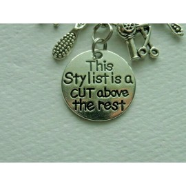 Handmade HAIRSTYLIST COSMETOLOGY COMB SCISSORS LOVE KEY CHAIN CLIP FOR PURSE FOB BAG CLIP