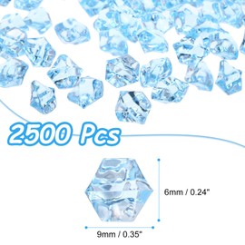 QUARKZMAN Pack of 2500 Fake Ice Rocks Acrylic Light Blue Crystal Gemstones Glittering Crushed Ice Sparkling Fake Diamonds for Vase Fillers