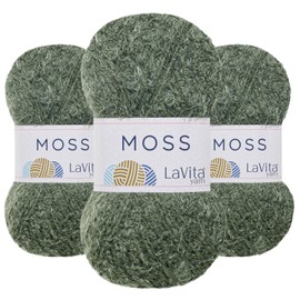 Lavita Moss Snuggle - Hilo para ganchillo y tejer 801 yardas - Paquete de 3 | Suave, esponjoso para proyectos de bebé, juguetes y mantas | 100 g de hilo grueso para ganchillo y comodidad acolchada