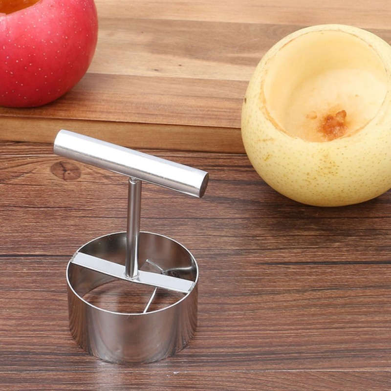 2 Piezas Descorazonador de Manzanas Plata de Acero Inoxidable