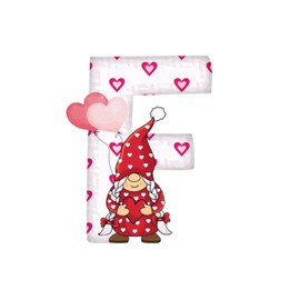 White Initial Letter F Valentine's Day Gnomes Living Room Wall Decoration Words Letter Stickers Love You Balloons Red Pink Reusable Wall Stickers for Backdrops Bedroom Bike Tumblers Vinyl 28in