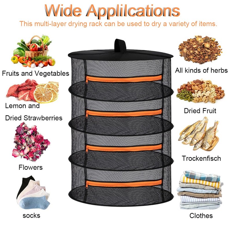 Cerkkapo Drying Net Herbs, 4-Layer Herb Dryer Hanging, Foldable Drying