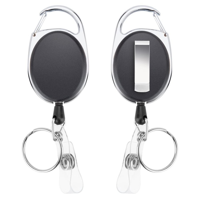 2 Pack Badge Holders and Heavy Duty Retractable Reel Clips