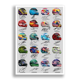 Mounted Gifts Trading Formula One 2024 Season F1 All Drivers Signed Poster Print Framed Picture Photo Autograph Gift Helmets Lewis Hamilton (A3 Poster Only)