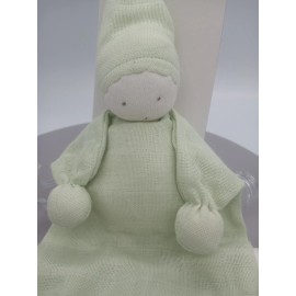 Under the Nile Organic Cotton Baby Rag Doll Lovey Security Toy Mint Green Gown