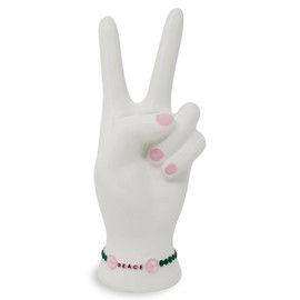 Steel Mill & Co Ceramic Peace Sign Vase for Coffee Table, Boho Vase/Flower Holder with Friendship Bracelet, My Peaceful Era