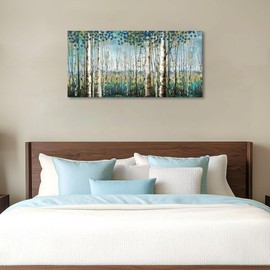 Forest & Mountain Wall Art Green Framed Nature Landscape Pictures for Living Room, Bedroom & Office Large Paintings Wall Decor Tree and Artwork for Wall Decor