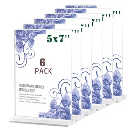 Acrylic Photo Frame Sign Holder Restaurant Menu Holder T Shape Double Sided Card Holder Transparent Vertical Card Display Table Tent Advertising Photo Card Holder Advertising Stand (2L Size, Set of 6)