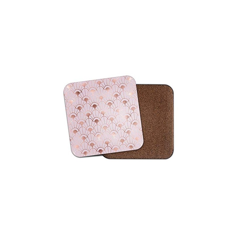 1 x Gold Art Deco Pattern Coaster - Pink Retro