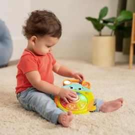 Bright Starts Safari Surprise Multisensory Toy, Light-Up Electronic Baby Toy with Animal Sounds and Melodies, Press for Cause and Effect Discovery, Unisex, 6 Months+