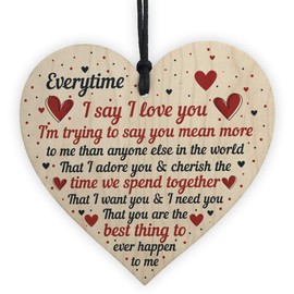 RED OCEAN I Love You Plaque Wooden Heart Special Anniversary Valentines Day Gift For Boyfriend Girlfriend Husband Wife