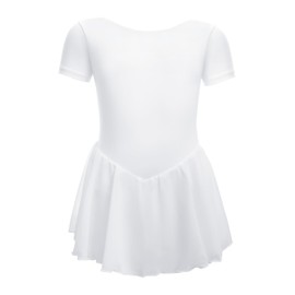 BALAYSIER Ballet Leotard for Girls U-shaped Back Neckline Ballet Dress Short Sleeve Ballet Outfits for Toddler-Girls (White, 130)