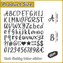 1215Pcs Letter Stickers 15 Sheets Alphabet Stickers Vinyl 1 Inch Stick on Letters Glitter Self-Adhesive Waterproof ABC Number Stickers for Graduation Cap Water Bottles Scrapbook Crafts (15, Black)
