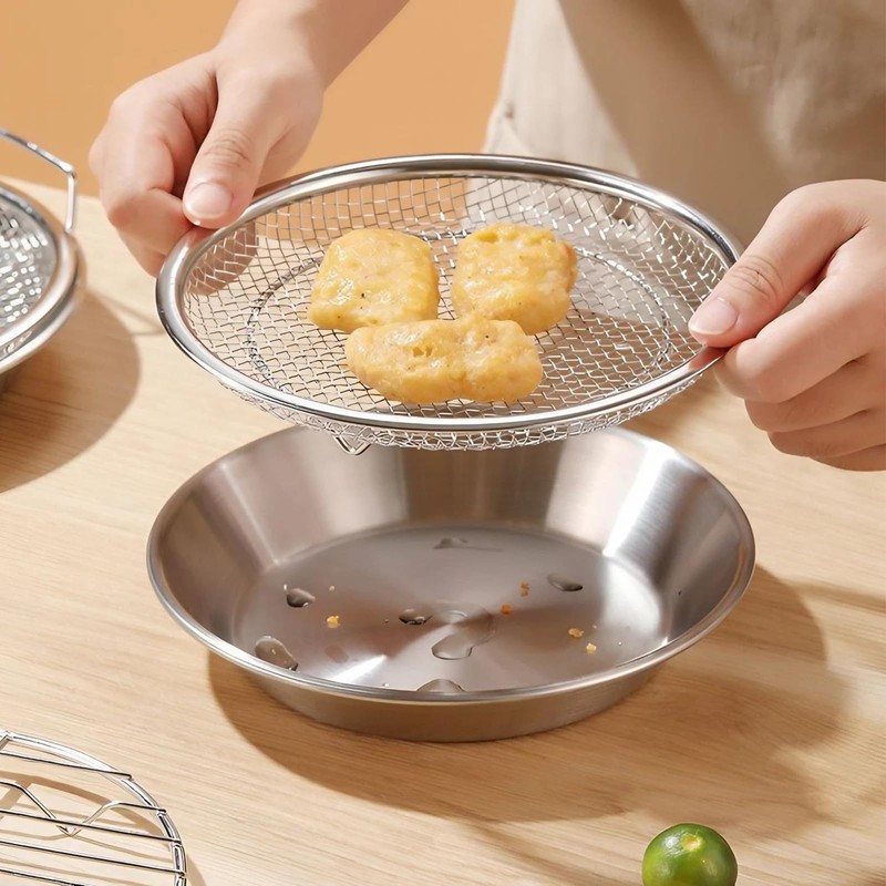 JANKOW Air Fryer Rack Round Stainless Steel Basket, Oil Strainer