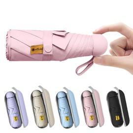 Parasol, Lightweight Folding Parasol, Cute Small Umbrella with Box, Cute Small Folding Umbrella, Windproof, Waterproof, Breathable, Easy to Carry, Rain or Shine, UV Protection, High Strength 6 Ribs