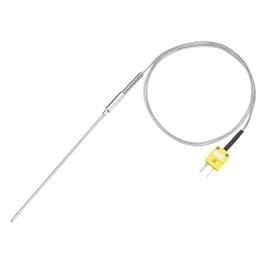sourcing map K Type Thermocouple with Plug, Meter Temperature Sensor Probe -50 to 1100°C(-58 to 2012°F) Stainless Steel, 2x200mm 3.3ft Wire