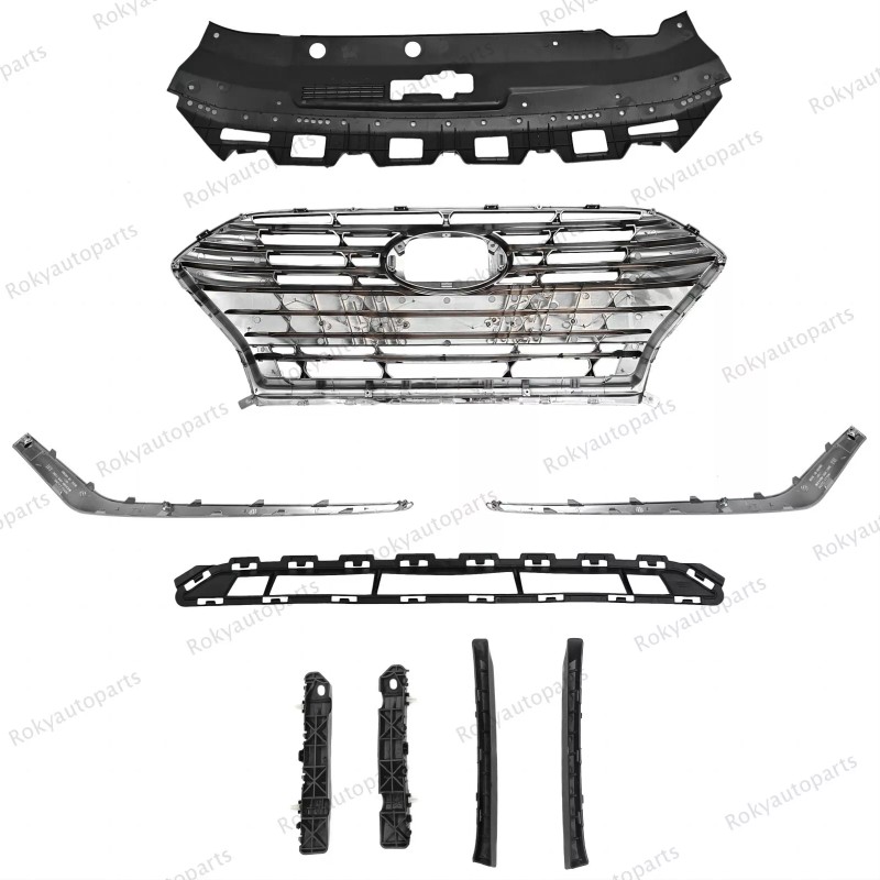ROKY 9PC For Sonata 2018-2019 Upper Lower Chrome Grille Mesh