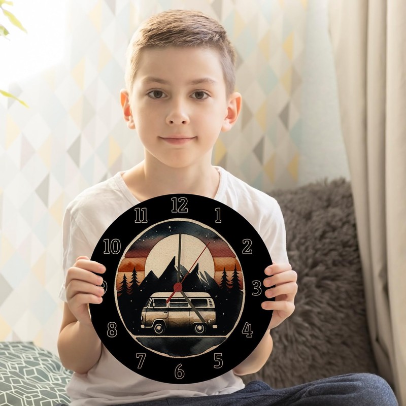 Motorhome Wall Clock Unique Camping Cart Clock Caravan Design for
