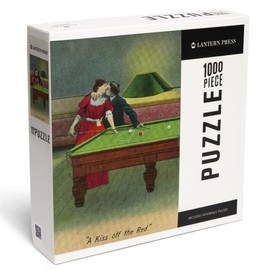 Lantern Press 1000 Piece Jigsaw Puzzle, A Kiss Off The Red, Couple Kissing Before Pool Shot