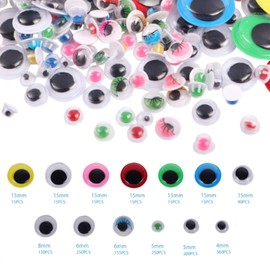 Doyime Doll Eyes, Doll Eyes, Set of Approx. 1500 Pieces, Eyes, Paste Crafting Parts, DIY, Handmade, 0.16 inches (4 mm), 0.24 inches (6 mm), 0.31 inches (8 mm), 0.6 inches (15 mm)