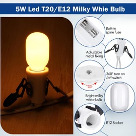 Leelosp 1 Pack Accessory Cord with 5 Milky White LED Light Bulb and Female Plug, Compatible with Department 56 Christmas Village, 13 Ft UL Certification Christmas Village Light Replacement Cord