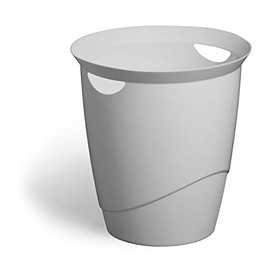 Durable ECO Small Waste Paper Bin | Bedroom and Office WastePaper Baskets | Recycled Plastic and Blue Angel Certified | 16L Grey