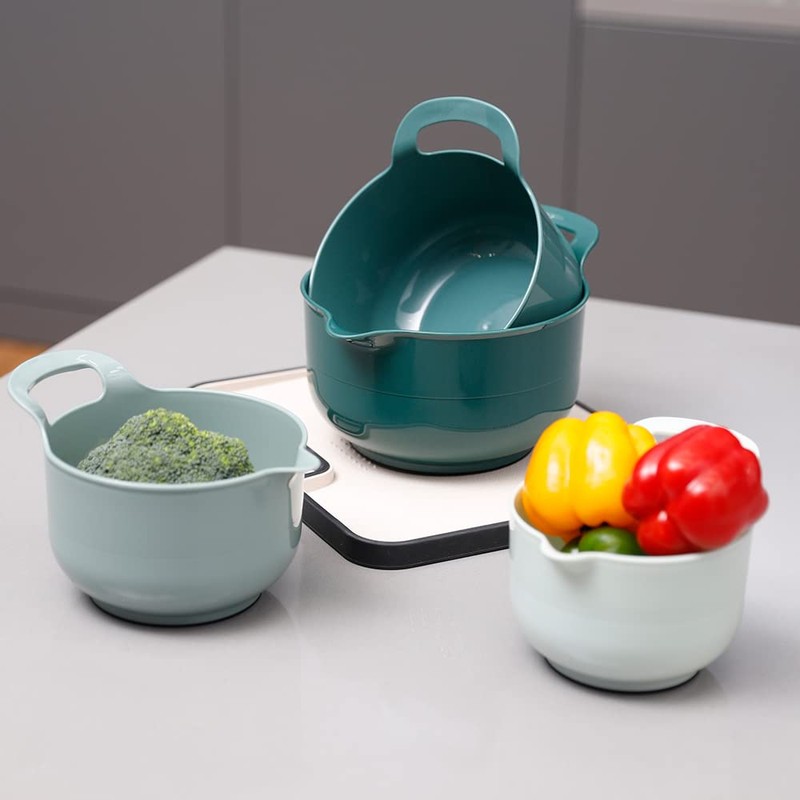 BoxedHome 4 Pack Nesting Mixing Bowl with Pour Spout and