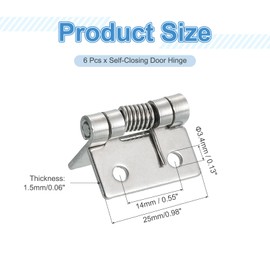 uxcell 6Pcs Spring Hinge, 1" Length 304 Stainless Steel Spring Loaded Hinges, Self-Closing Cabinet Hinges for Left and Right Hand Doors Cabinet Closet DIY Hardware, Silver (Interior)