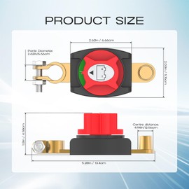 Top Post Battery Disconnect Switch, CNAODUN Battery Shut Off 12-48V On/Off Heavy Duty Cut Off Switch for Car RV Boat and Vehicle（Upgraded 2025）