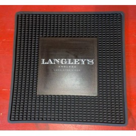 Langley's Gin England Black Rubber 12" x 12" Square Bar Mats NEW